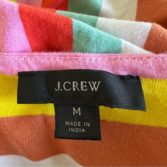 J Crew Size Medium Rainbow Stripe Long Maxi Dress Summer Cotton Knit AP172 - Picture 2 of 9